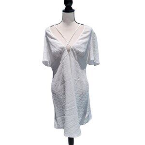SHEIN Curve Size 1XL Criss Cross Front Short Sleeve Flared A Line Dress/Coverup